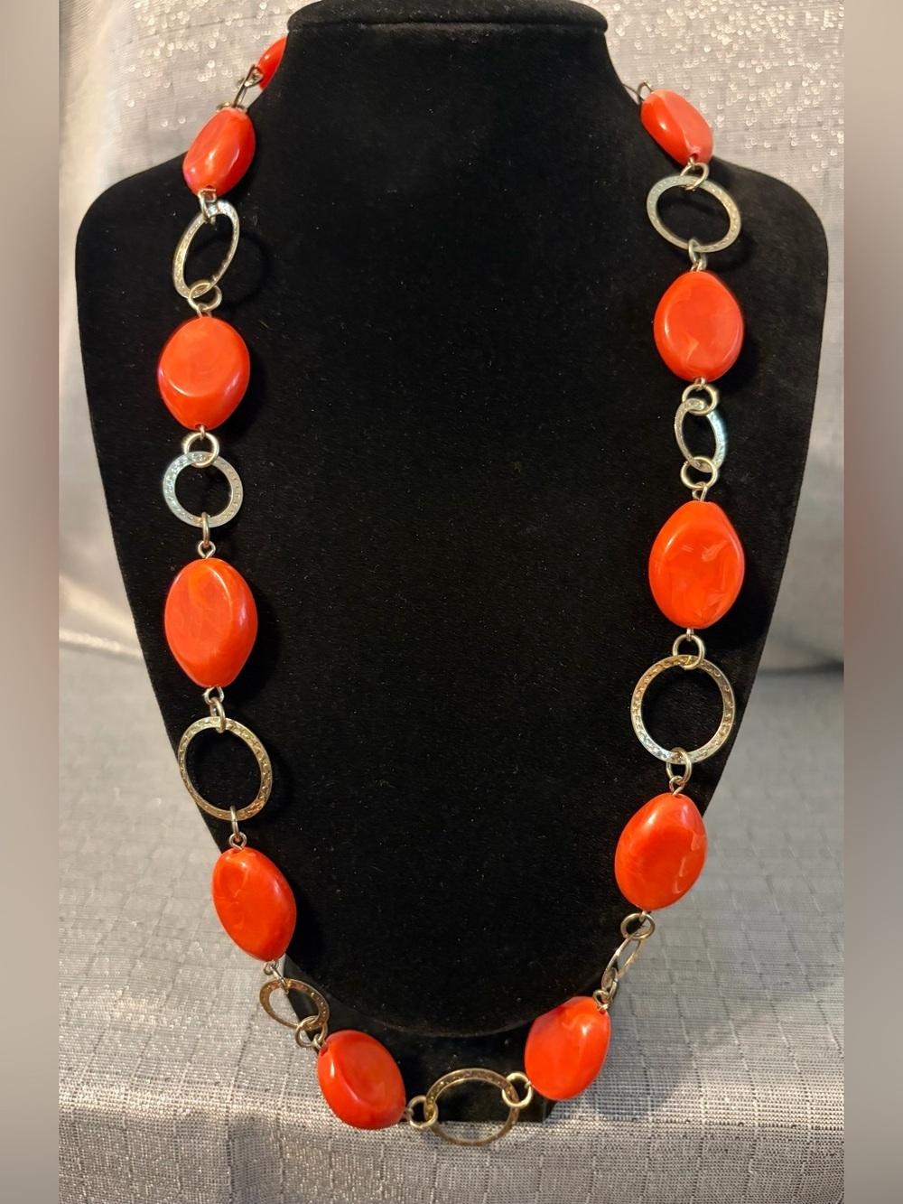 Orange Bead Link Necklace - Women Jewelry